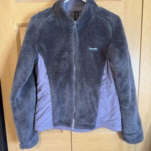 Moosejaw Women's Fleece Jacket Medium Lilac Gray Zip Front Warm Soft Cozy